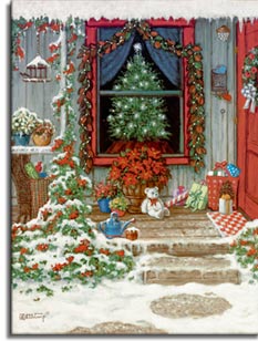 Holiday Front Porch by artist Janet Kruskamp.