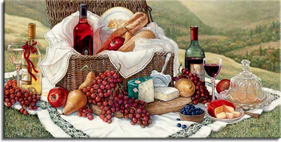 Tuscan Picnic from Janet Kruskamp, an original painting, by Janet Kruskamp